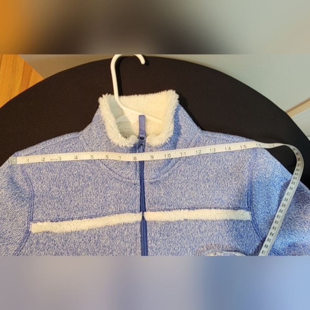 TALBOTS Blue White‎ Sherpa Yoke Trim Jacket Women's XS EUC - Picture 10 of 12